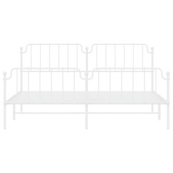 Cadre de lit métal sans matelas et pied de lit blanc 193x203 cm 