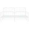 Cadre de lit métal sans matelas et pied de lit blanc 193x203 cm 