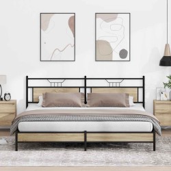 Cadre de lit en métal sans matelas chêne sonoma 200x200 cm 
