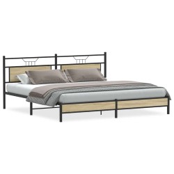 Cadre de lit en métal sans matelas chêne sonoma 200x200 cm 
