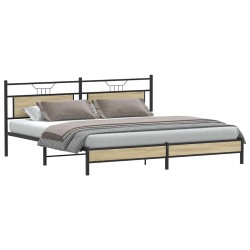 Cadre de lit en métal sans matelas chêne sonoma 200x200 cm 