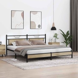 Cadre de lit en métal sans matelas chêne sonoma 200x200 cm 