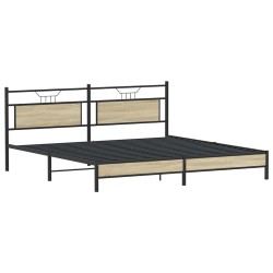 Cadre de lit en métal sans matelas chêne sonoma 200x200 cm 