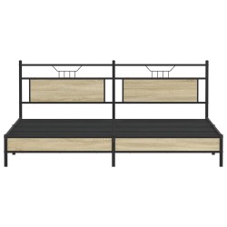 Cadre de lit en métal sans matelas chêne sonoma 200x200 cm 