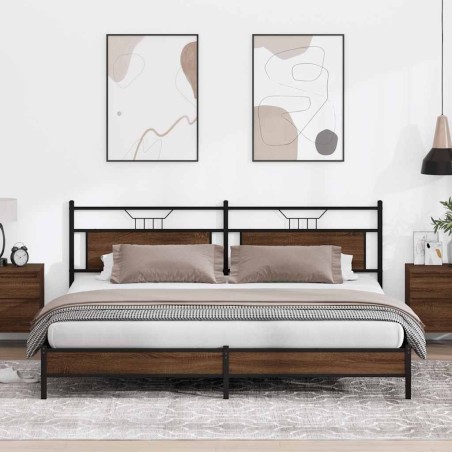 Cadre de lit en métal sans matelas chêne marron 200x200 cm 