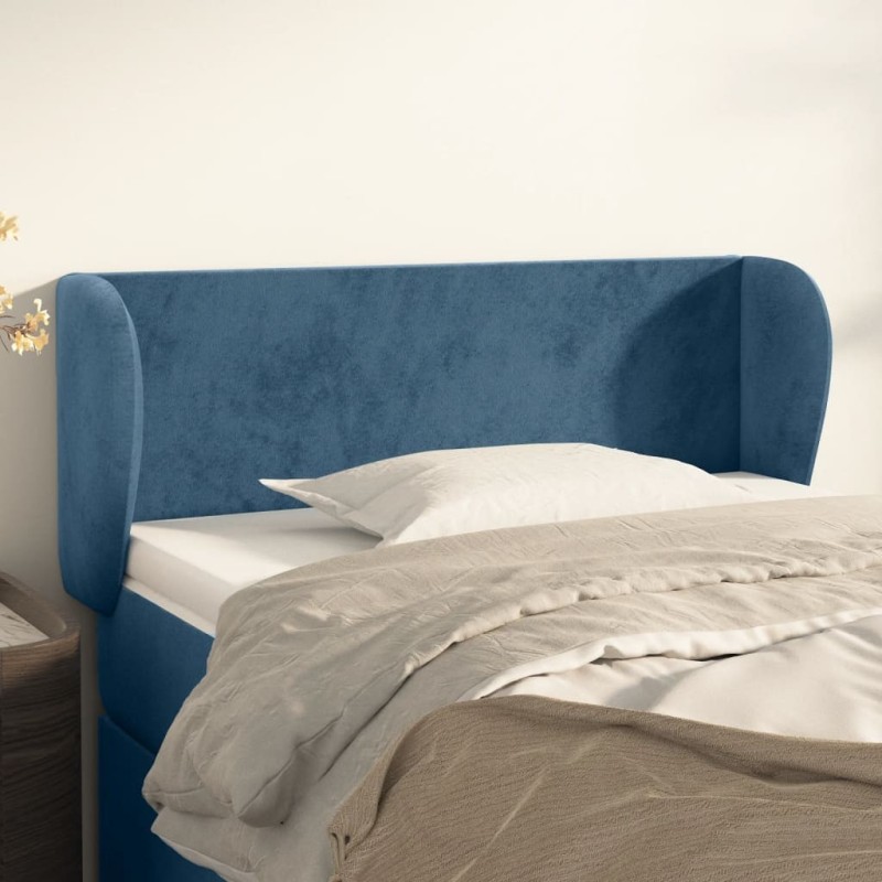 Tête de lit avec oreilles Bleu foncé 93x23x78/88 cm Velours 