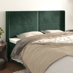 Tête de lit avec oreilles Vert foncé 183x16x118/128 cm Velours 