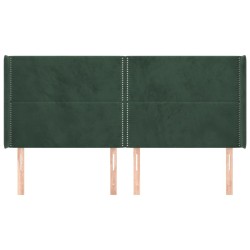 Tête de lit avec oreilles Vert foncé 183x16x118/128 cm Velours 