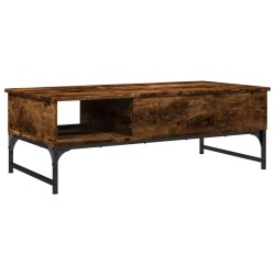 Table basse chêne fumé 100x50x35 cm bois d'ingénierie et métal 