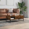 Table basse chêne fumé 100x50x35 cm bois d'ingénierie et métal 