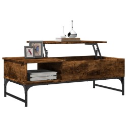 Table basse chêne fumé 100x50x35 cm bois d'ingénierie et métal 
