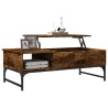 Table basse chêne fumé 100x50x35 cm bois d'ingénierie et métal 