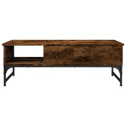 Table basse chêne fumé 100x50x35 cm bois d'ingénierie et métal 