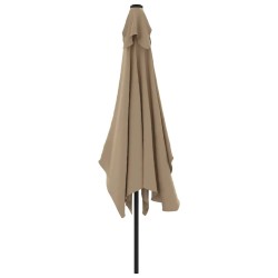 Parasol d'extérieur avec mât en métal 300x200 cm taupe 