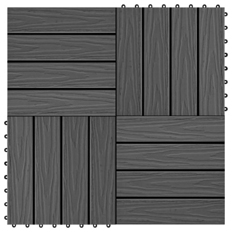 Carreau de terrasse en relief 11 pcs WPC 30x30 cm 1 m² Noir 