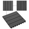 Carreau de terrasse en relief 11 pcs WPC 30x30 cm 1 m² Noir 