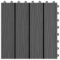 Carreau de terrasse en relief 11 pcs WPC 30x30 cm 1 m² Noir 
