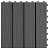 Carreau de terrasse en relief 11 pcs WPC 30x30 cm 1 m² Noir 