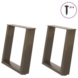 Pieds de table basse en U, 2 pièces, acier naturel, 50 x (42-43) cm 