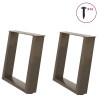 Pieds de table basse en U, 2 pièces, acier naturel, 50 x (42-43) cm 