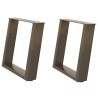 Pieds de table basse en U, 2 pièces, acier naturel, 50 x (42-43) cm 