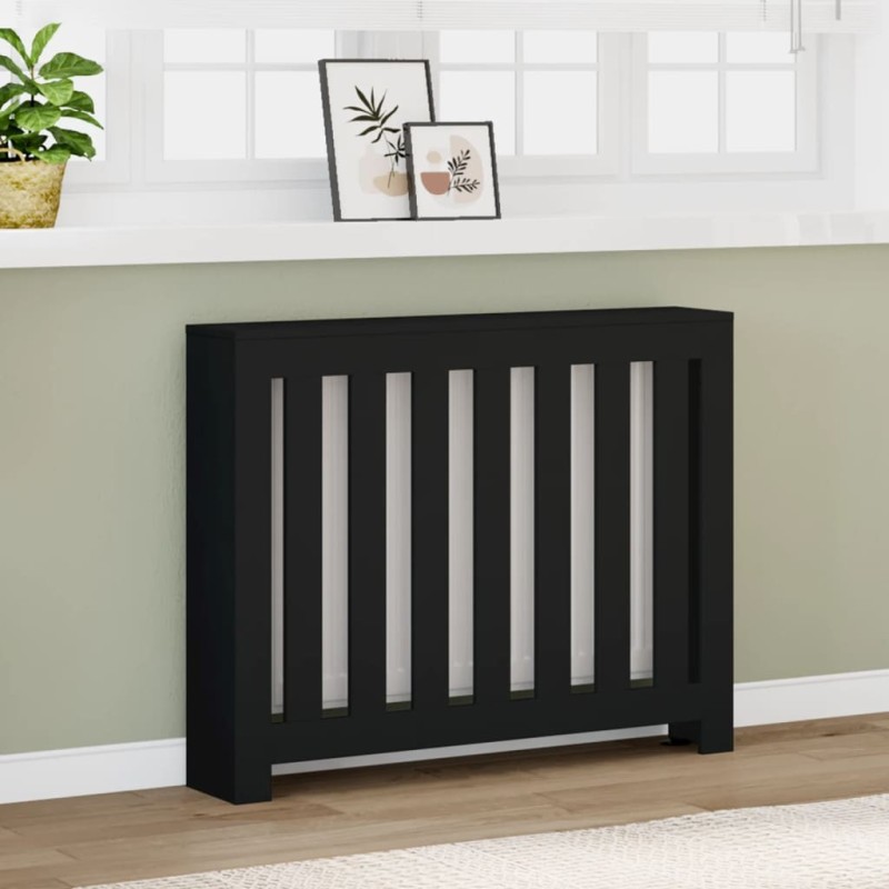 Cache-radiateur noir 104x20x82 cm bois d'ingénierie Cache-radiateur noir 104x20x82 cm bois d'ingénierie
