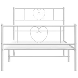 Cadre de lit métal sans matelas et pied de lit blanc 100x190 cm 
