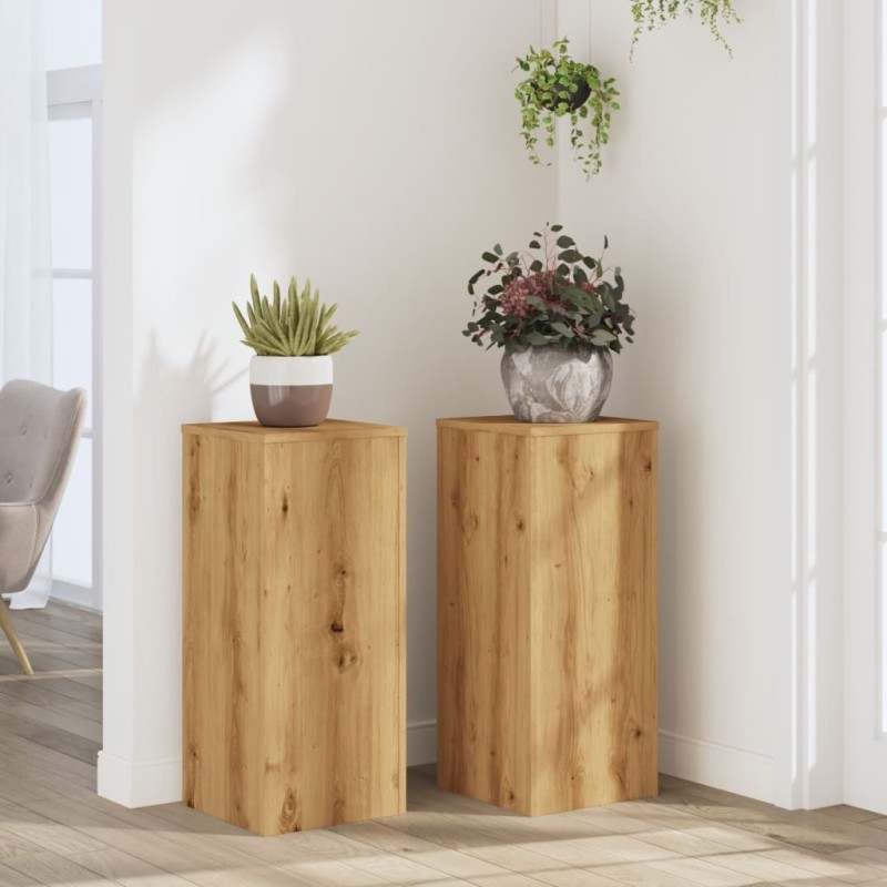 Supports pour plantes 2 pcs chêne artisanal bois d'ingénierie 