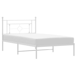Cadre de lit métal sans matelas et tête de lit blanc 107x203 cm 