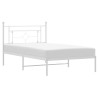 Cadre de lit métal sans matelas et tête de lit blanc 107x203 cm 