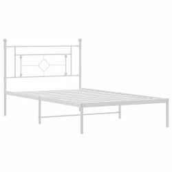 Cadre de lit métal sans matelas et tête de lit blanc 107x203 cm 