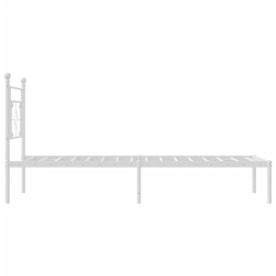 Cadre de lit métal sans matelas et tête de lit blanc 107x203 cm 