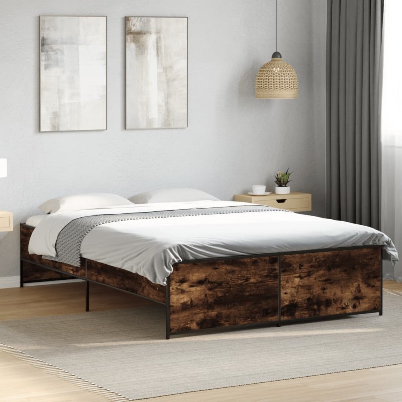 Cadre de lit sans matelas chêne fumé 120x190 cm Cadre de lit sans matelas chêne fumé 120x190 cm