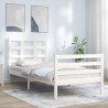 Cadre de lit sans matelas blanc bois massif 