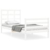 Cadre de lit sans matelas blanc bois massif 