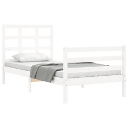 Cadre de lit sans matelas blanc bois massif 