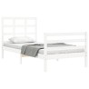 Cadre de lit sans matelas blanc bois massif 