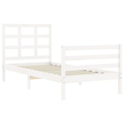 Cadre de lit sans matelas blanc bois massif 