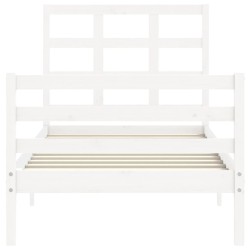 Cadre de lit sans matelas blanc bois massif 