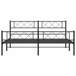 Cadre de lit métal sans matelas avec pied de lit noir 183x213cm 