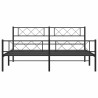 Cadre de lit métal sans matelas avec pied de lit noir 183x213cm 