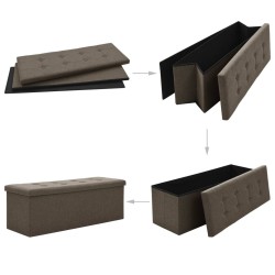 Banc de rangement pliable Marron Faux lin 