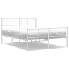 Cadre de lit métal sans matelas et pied de lit blanc 150x200 cm 