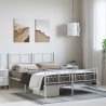 Cadre de lit métal sans matelas et pied de lit blanc 150x200 cm 