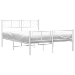Cadre de lit métal sans matelas et pied de lit blanc 150x200 cm 