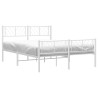 Cadre de lit métal sans matelas et pied de lit blanc 150x200 cm 
