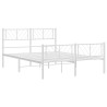 Cadre de lit métal sans matelas et pied de lit blanc 150x200 cm 