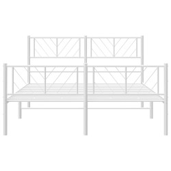 Cadre de lit métal sans matelas et pied de lit blanc 150x200 cm 
