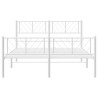 Cadre de lit métal sans matelas et pied de lit blanc 150x200 cm 