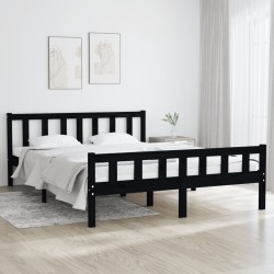 Cadre de lit sans matelas noir bois massif 120x200 cm 